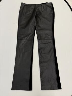 Neiman Marcus Black Leather Front Panel Stretch Pant Leggings Luxury Minimalism